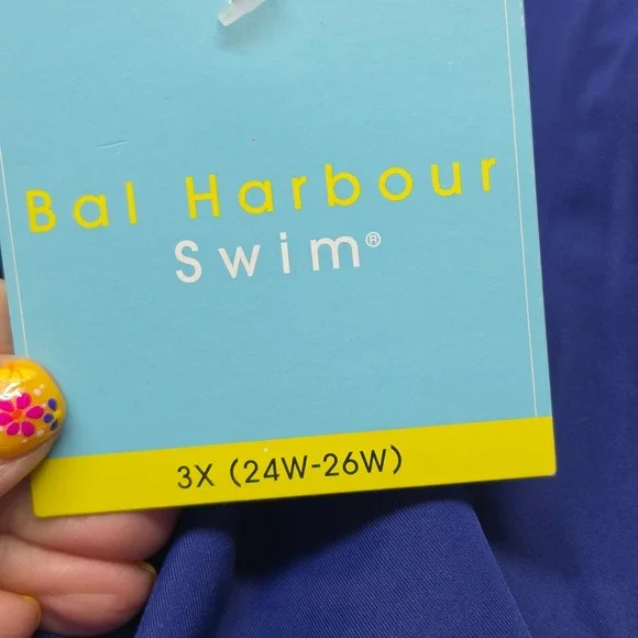 Bal Harbour Swim Navy Blue Tummy Control Swim Skirt Plus Size 3X 24W-26W NEW - Picture 4 of 5